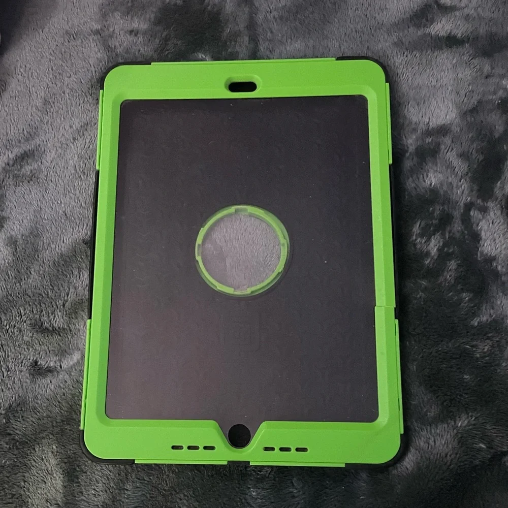 iPad Air Waterproof Case, Lime Green with Rubber siding for protection.